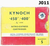083A-J011-.450/.400 NE 3.25 400gr Kynoch Ammunition x 5