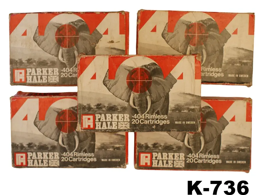 092-K-736 .404jefferey Parker Hale 400gr MC Solid Ammunition x 60 Rounds & 35 Cases