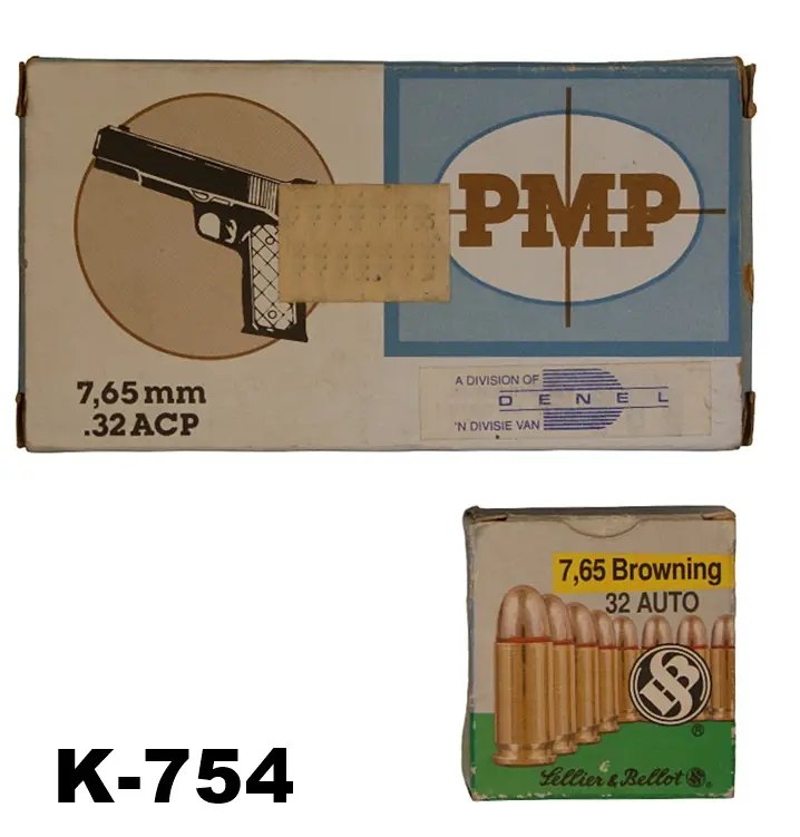 092-K-754 7.65mm (.32acp) PMP 75gr Full Jacket Ammunition Rounds x 75