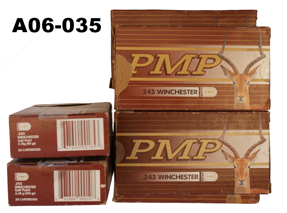 A06-035    .243win PMP Fired Cases x 120 (20 x 6 Boxes)