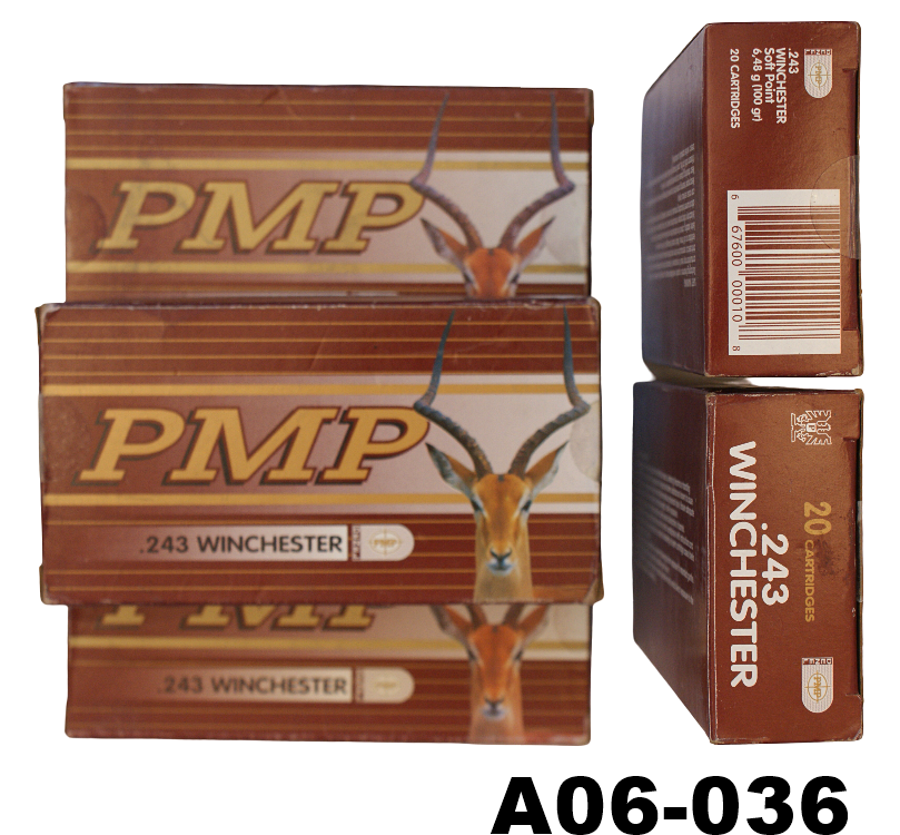A06-036    .243win PMP Fired Cases x 100