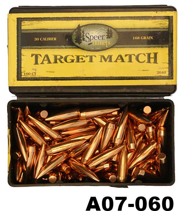 A07-060    .30cal Speer BTHP Target Match 168gr Bullets x 200 (100 x 2 Boxes)