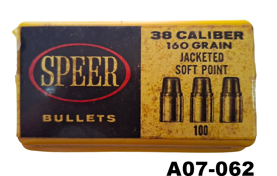 A07-062    .38cal Speer Jacketed Soft Point 160gr Bullets x 100