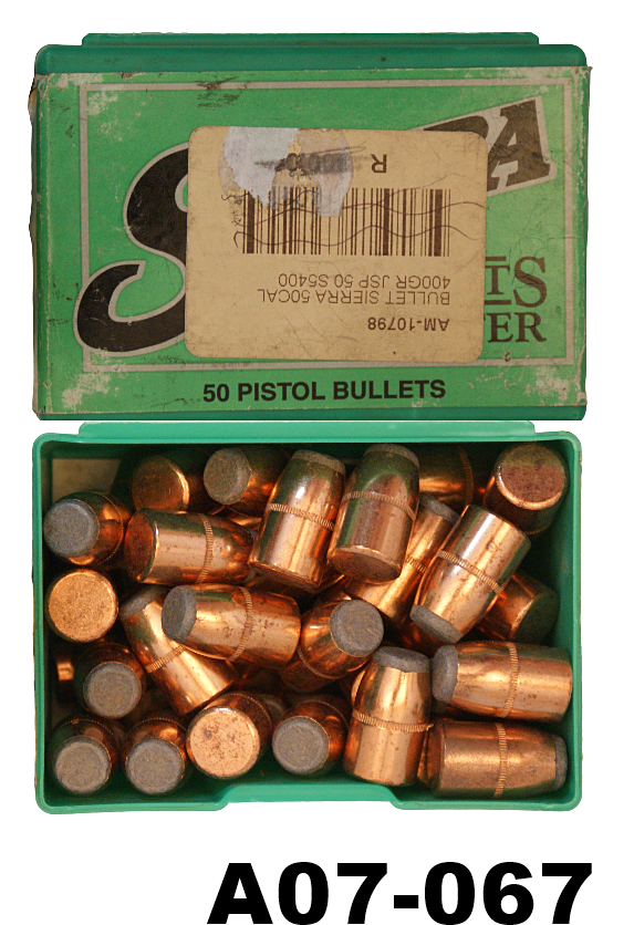 A07-067    .50cal Sierra 400gr JSP Bullets x 100