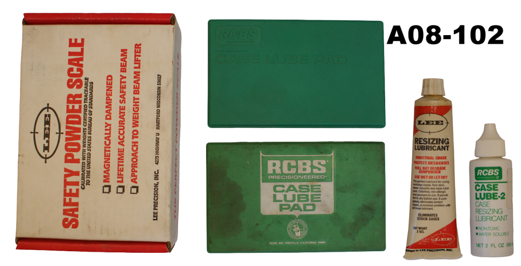 A08-102    RCBS & Lee Lubrications + Lee Safety Powder Scale