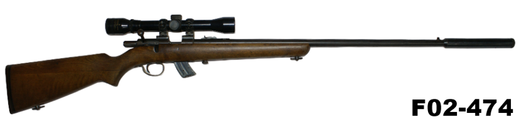 F02-474    .22lr Lithgow Model 12 Repeating Rifle - Scoped, Spare Magazine & Suppressor