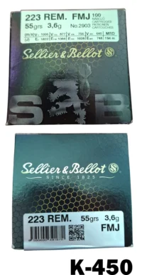 099-K-450  .223rem Sellier & Bellot 55gr FMJ Ammunition x 100