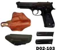 100-D02-103 9mmp Beretta Mod 92 Pistol - 2 Spare Magazines & Holsters