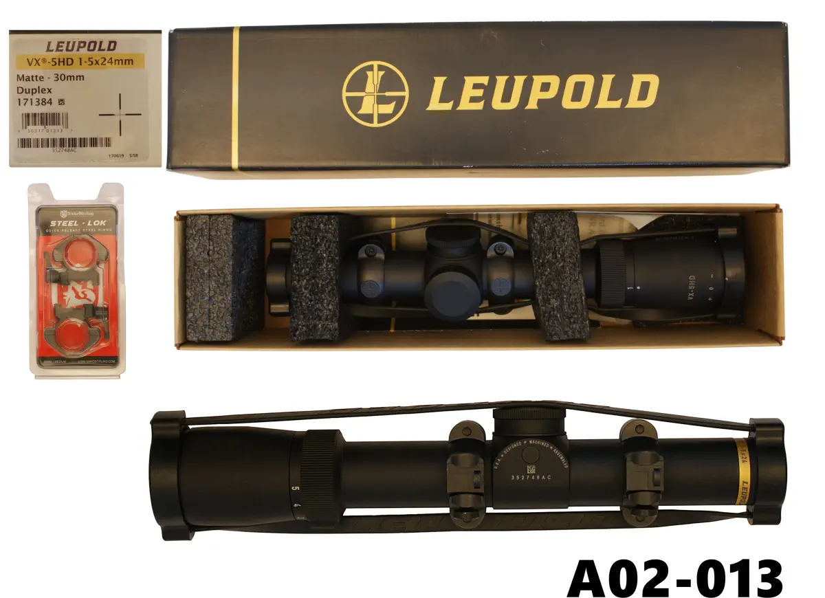 102-A02-013 Leupold 1-5x24mm VX-5HD Gen 1 Telescope - Boxed & Scope Rings