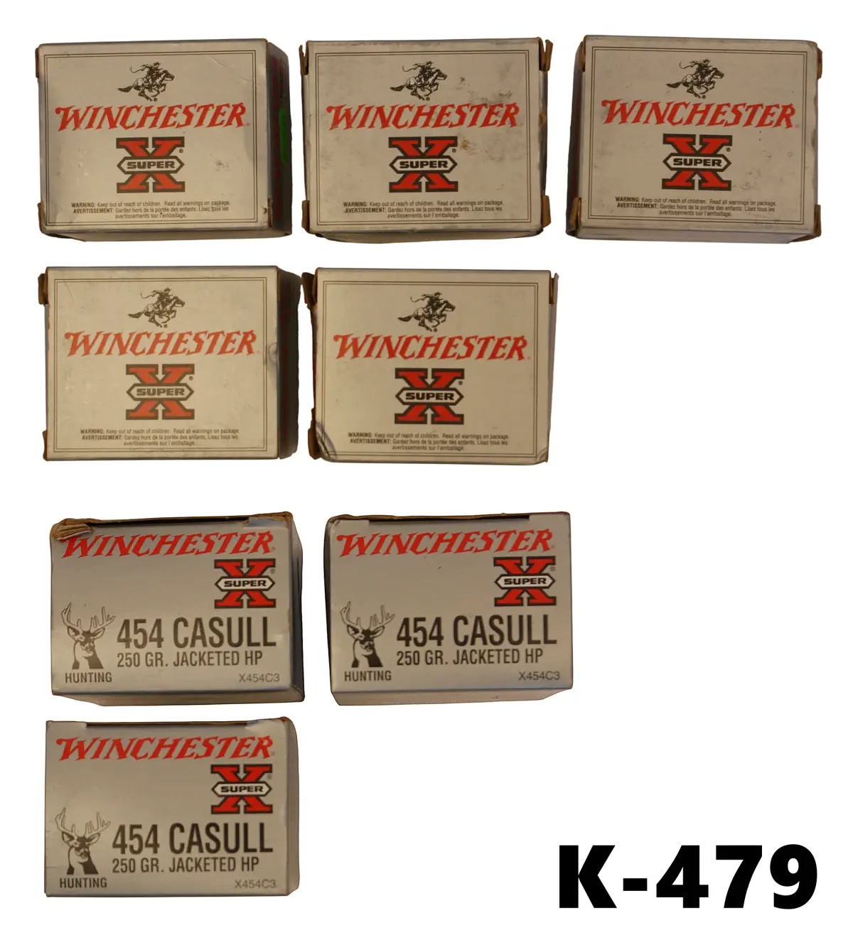102-K-479 .454casull Winchester Super X 250gr Ammunition x 160 (8 x Boxes)