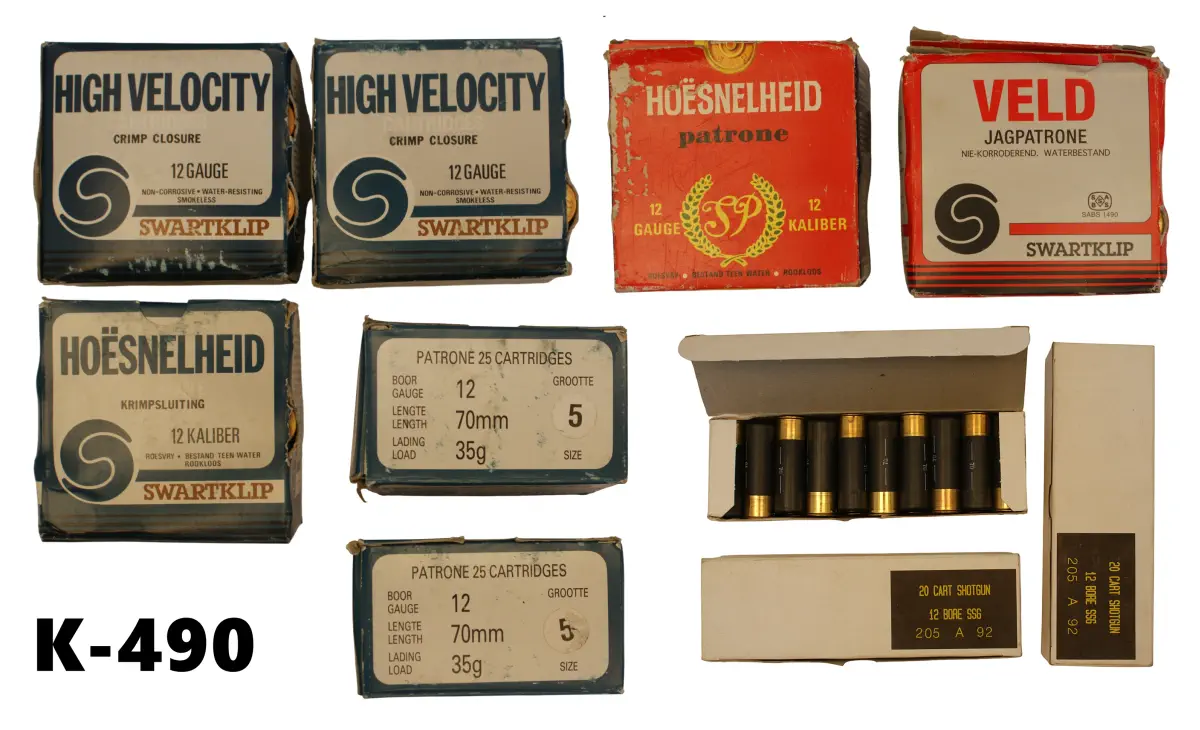 102-K-490 12ga Mixed Ammunition x 110 & 12ga Swartklip #5 Ammunition x 125