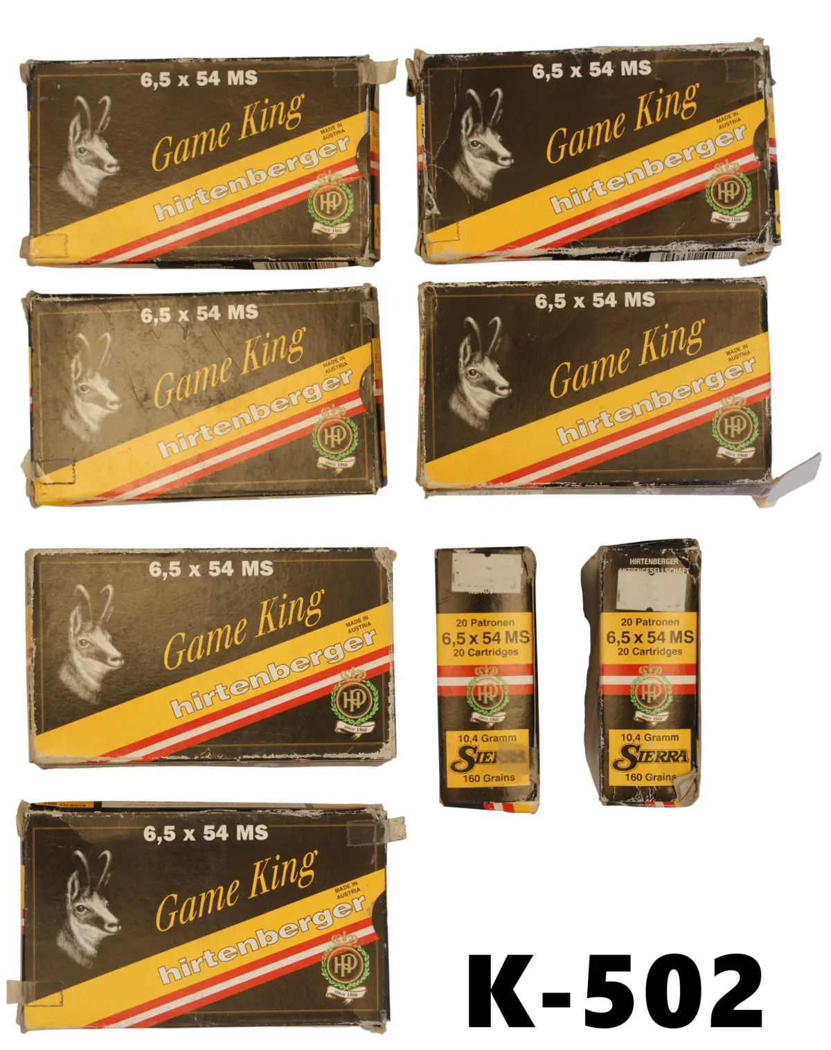 102-K-502 6.5x54mm Hirtenberger 16gr Game King Ammunition x 160 (20 x 8 Boxes)