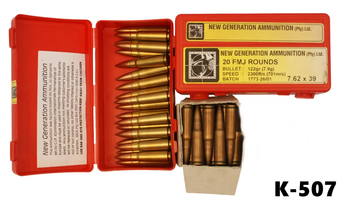 102-K-507 7.62x39mm NGA FMJ Ammunition x 40 & Military Surplus FMJ x 20