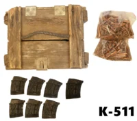 102-K-511  7.62x53r Russian Military FMJ Ammunition x 186 in Crate & Dragunov Magazines x 6