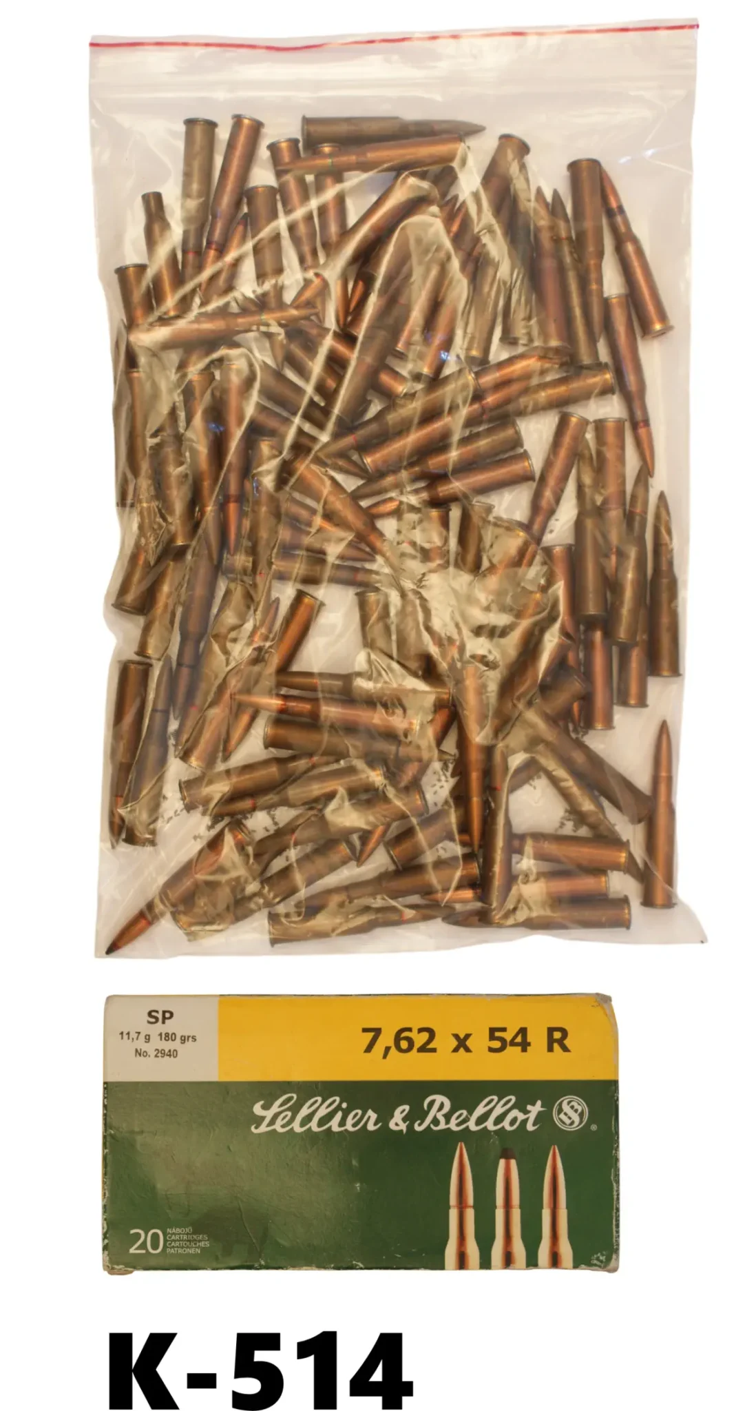 102-K-514 7.62x54r Sellier & Bellot 180gr SP Ammunition x 20 & 7.62x54r Military Surplus FMJ Ammunition x 96