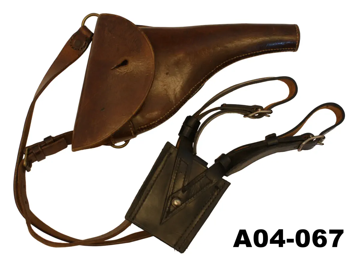 104-A04-067 Rhodesian Black Leather Sword Hanger & Police Brown Leather Holster