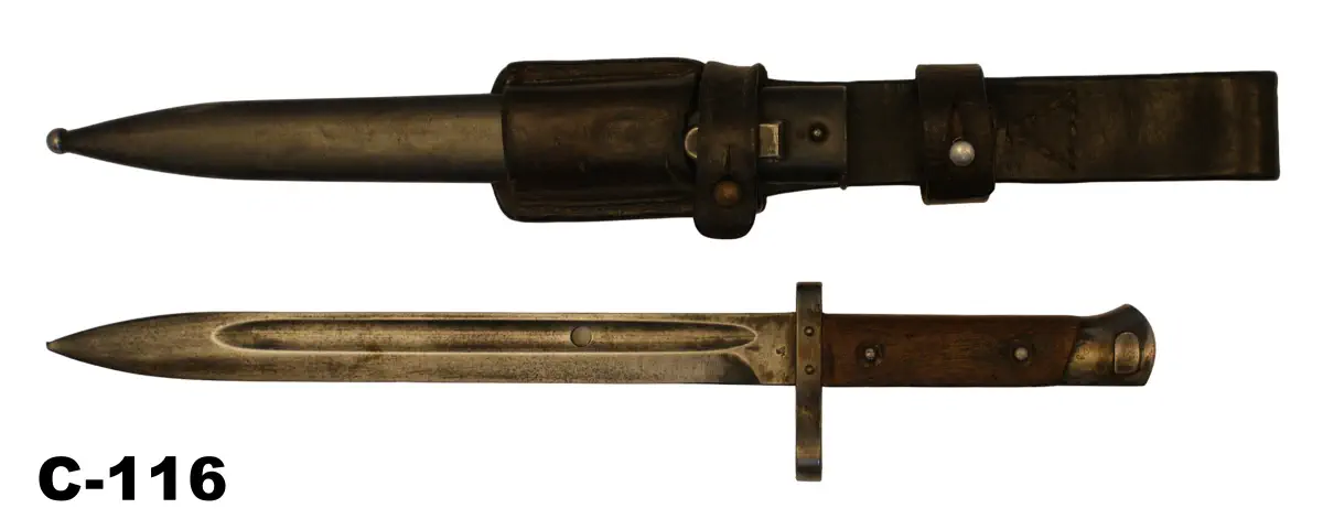 104-C-116 Austrian Model 1895 Knife Bayonet in Scabbard with Leather Frog