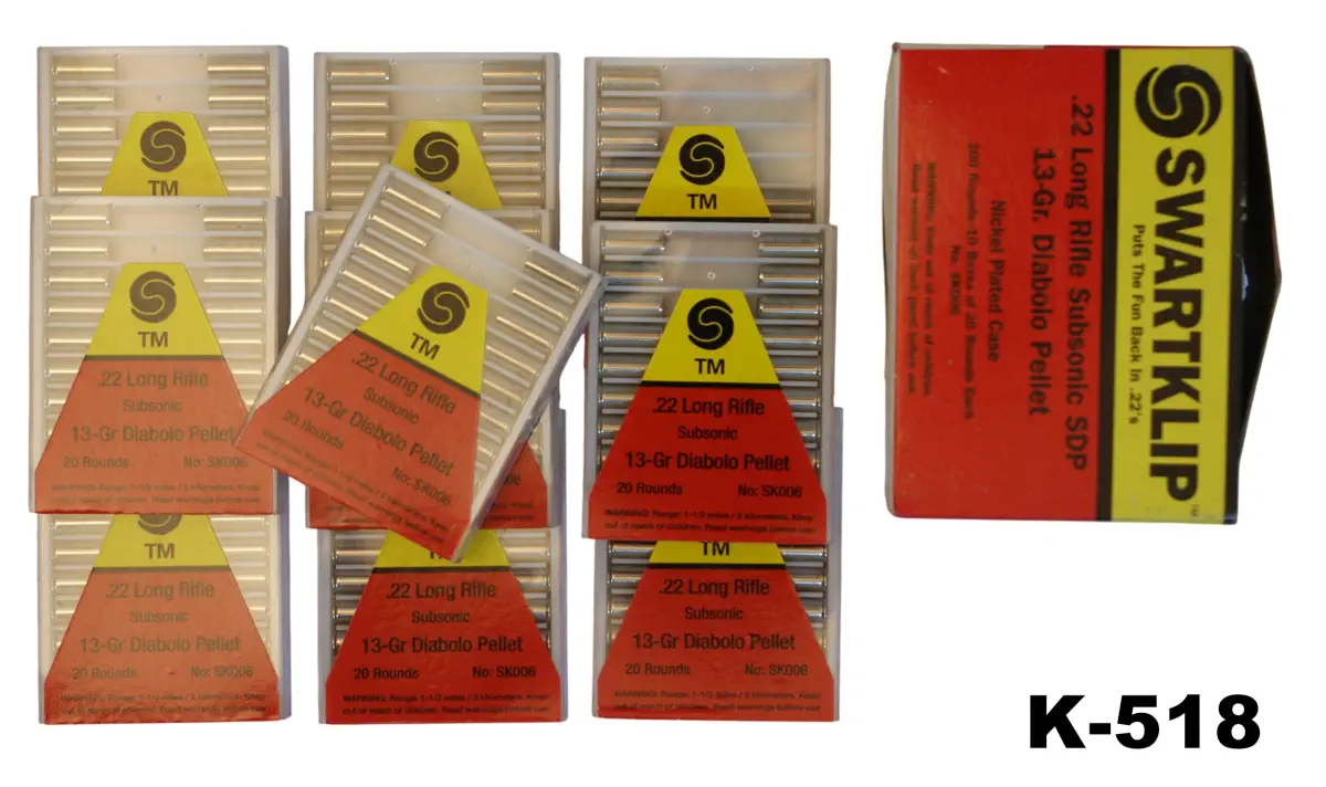 104-K-518 .22lr Swartklip Diablo 13gr SDP Subsonic Ammunition x 196