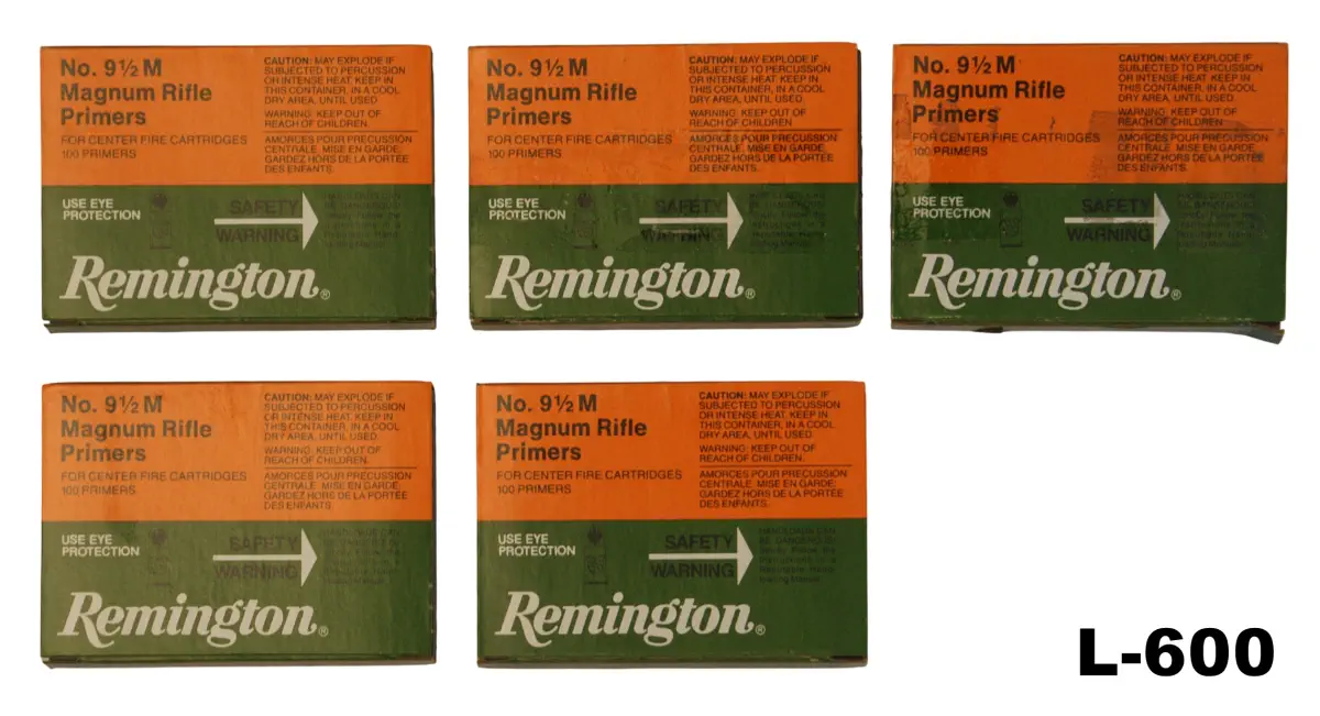104-L-600 Remington #91/2 Magnum Rifle Primers x 500 (5x100)